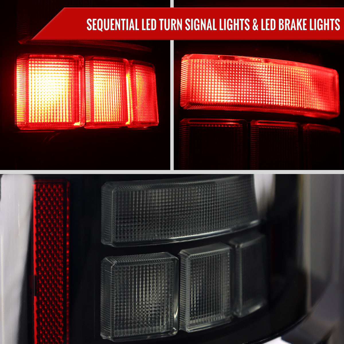 Spec-D Tuning - 2021–2023 Ford F-150 LED Tail Lights w/ Switchback Sequential Turn Signals (Glossy Black Housing / Smoked Lens) - LT-F15021BBLED-SQ-RS