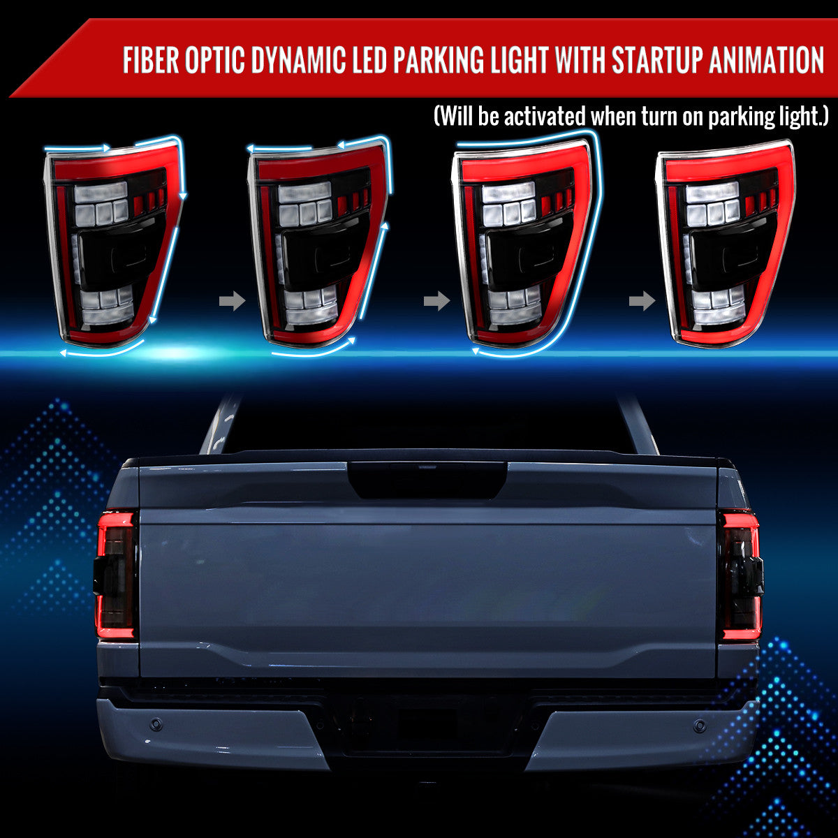 Spec-D Tuning - 2021–2023 Ford F-150 LED Tail Lights w/ Switchback Sequential Turn Signals (Black Housing / Clear Lens) - LT-F15021BKLED-SQ-RS