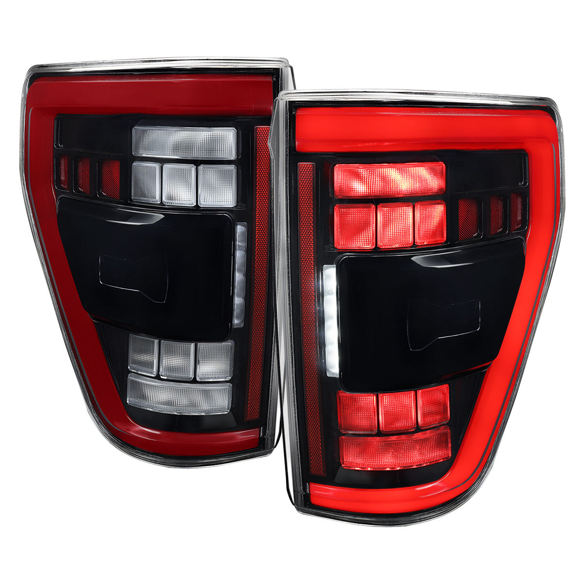 Spec-D Tuning - 2021–2023 Ford F-150 LED Tail Lights w/ Switchback Sequential Turn Signals (Black Housing / Clear Lens) - LT-F15021BKLED-SQ-RS