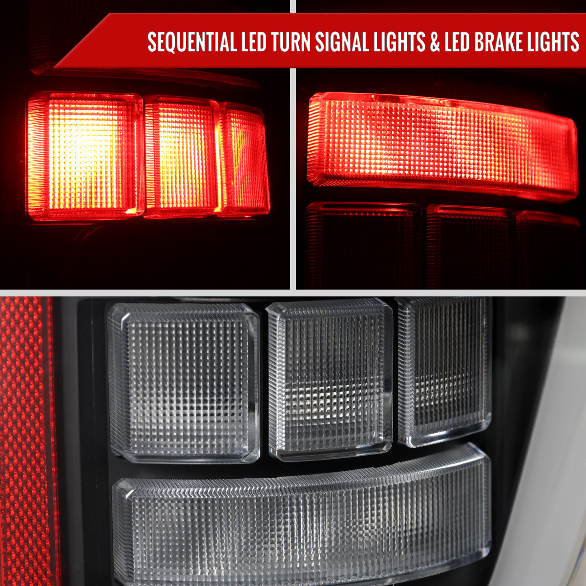 Spec-D Tuning - 2021–2023 Ford F-150 LED Tail Lights w/ Switchback Sequential Turn Signals (Matte Black Housing / Clear Lens) - LT-F15021JMLED-SQ-RS