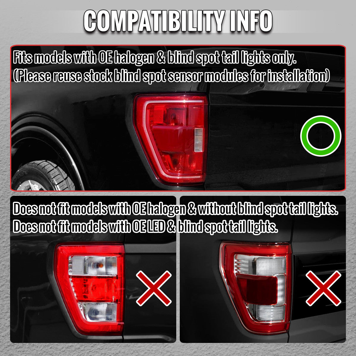 Spec-D Tuning - 2021-2023 Ford F-150 Full LED Tail Lights with Red Light Bar Sequential Turn Signal, Startup Animation & Factory BSM Compatibility (Matte Black Housing / Clear Lens) - LT-F15021JRBSM-SQ-RS