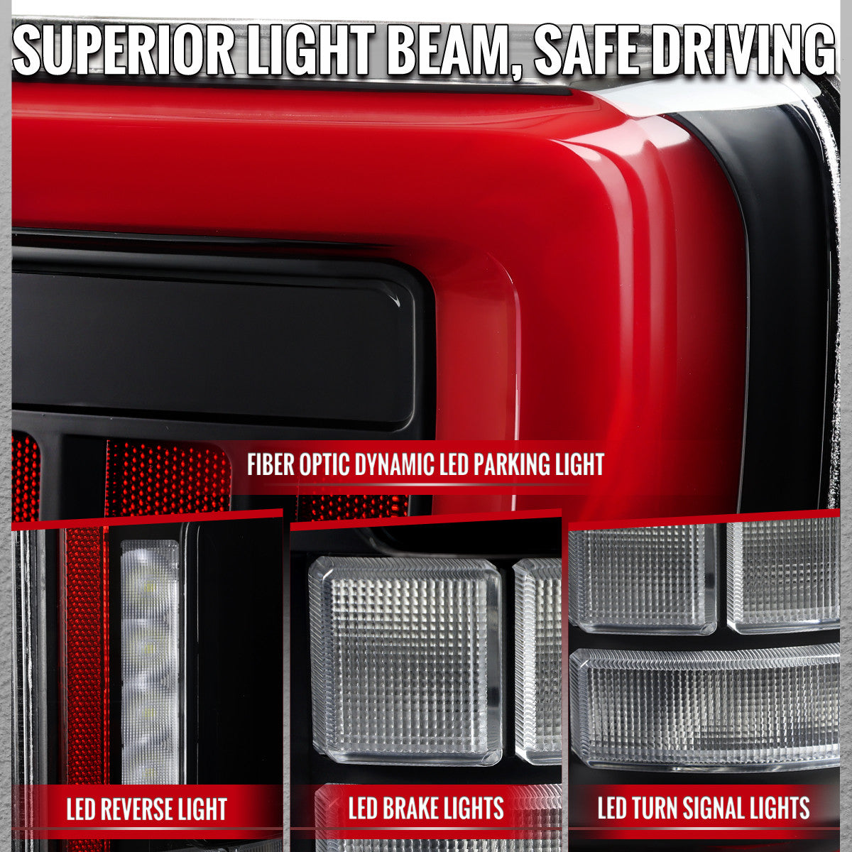 Spec-D Tuning - 2021-2023 Ford F-150 Full LED Tail Lights with Red Light Bar Sequential Turn Signal, Startup Animation & Factory BSM Compatibility (Matte Black Housing / Clear Lens) - LT-F15021JRBSM-SQ-RS