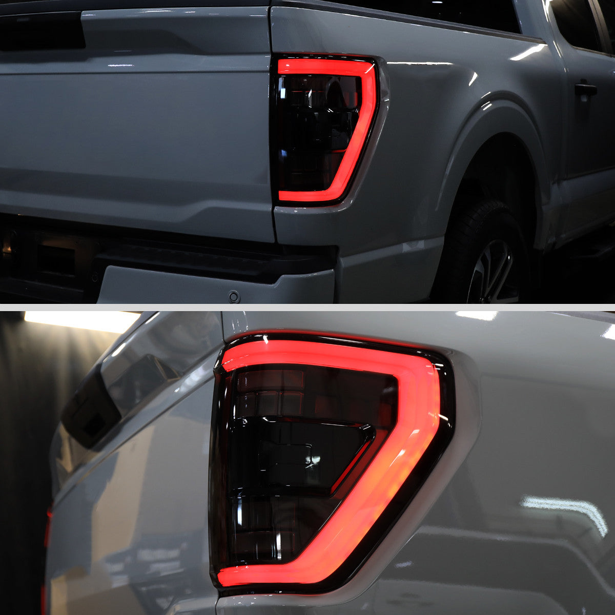 Spec-D Tuning - 2021–2023 Ford F-150 LED Tail Lights w/ Switchback Sequential Turn Signals (Black Housing / Smoked Lens) - LT-F15021SMLED-SQ-RS