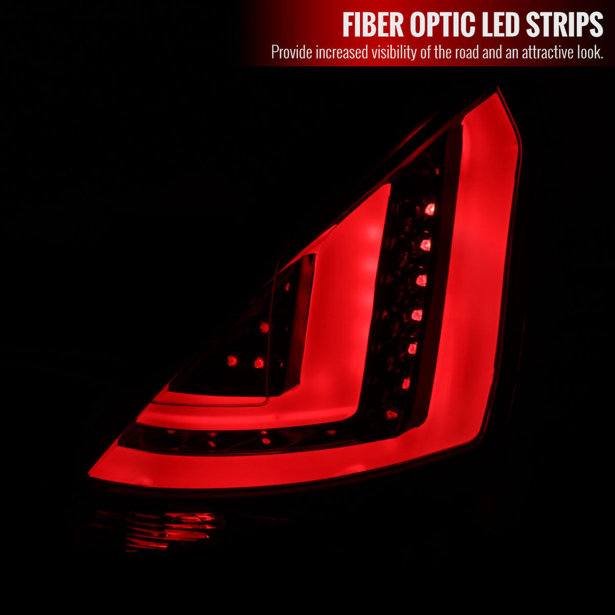 Spec-D 14-19 Ford Fiesta Hatchback LED Bar Tail Light - New - No repining Required -Chrome Housing-Red Smoke Lens