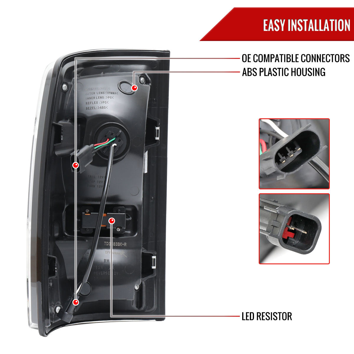 Spec-D Tuning - 2009-2018 Dodge RAM 1500/2019-2022 RAM 1500 Classic/2010-2018 RAM 2500 3500 LED Bar Tail Lights (Matte Black Housing/Clear Lens) - LT-RAM09JMLED-RS