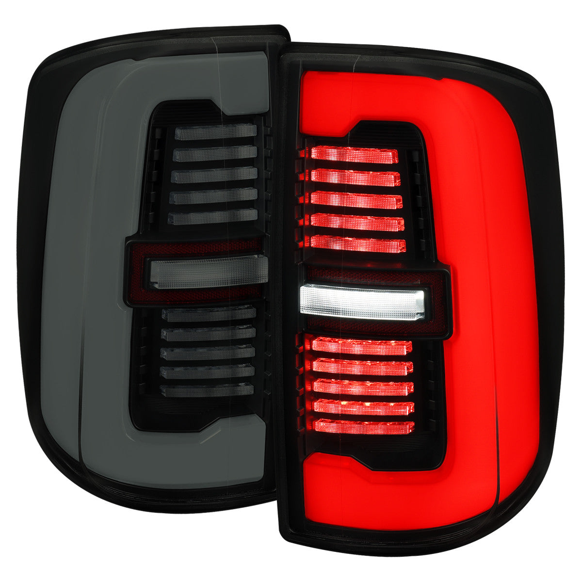 Spec-D Tuning - 2019-2024 Dodge RAM 2500/3500 LED Sequential Signal Tail Lights (Glossy Black Housing / Dark Smoked Lens) - LT-RAM1925BBLD-SQ-RS