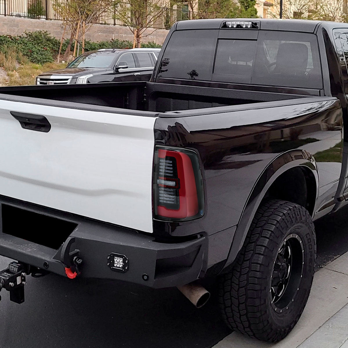 Spec-D Tuning - 2019-2024 Dodge RAM 2500/3500 LED Sequential Signal Tail Lights (Jet Black Housing / Clear Lens) - LT-RAM1925BKLD-SQ-RS