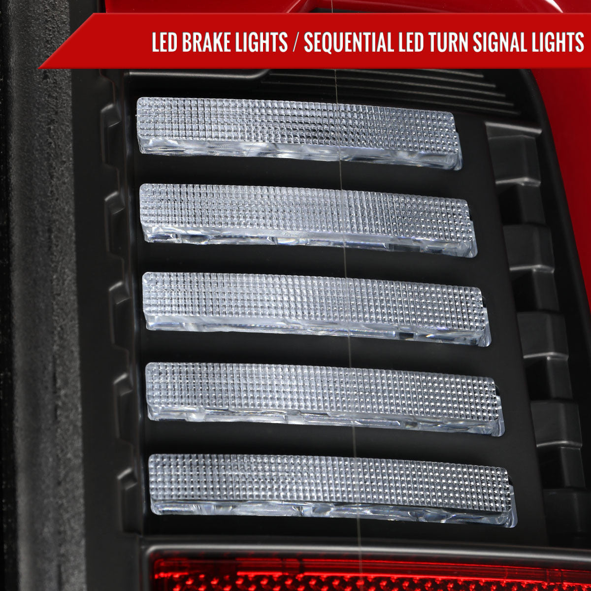 Spec-D Tuning - 2019-2024 Dodge RAM 2500/3500 Red LED Bar Sequential Signal Tail Lights (Black Housing / Clear Lens) - LT-RAM1925JRLD-SQ-RS