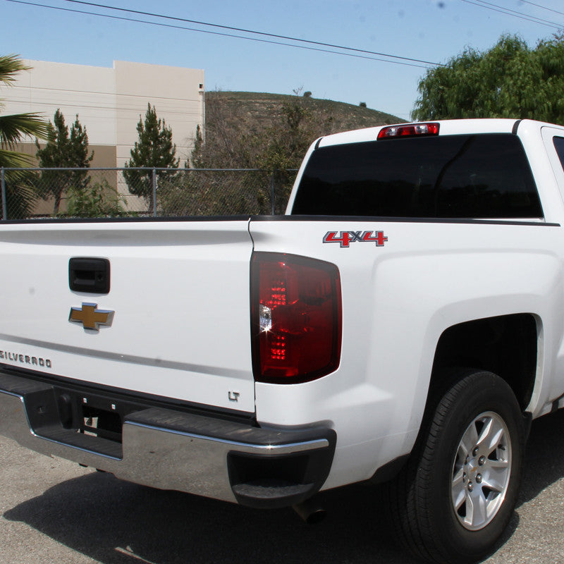 Spec-D Tuning - 2014-2019 Chevrolet Silverado 1500/ 2015-2019 Silverado 2500HD 3500HD GMC Sierra 3500HD LED Tail Lights (Chrome Housing/Red Smoked Lens) - LT-SIV14RGLED-TM