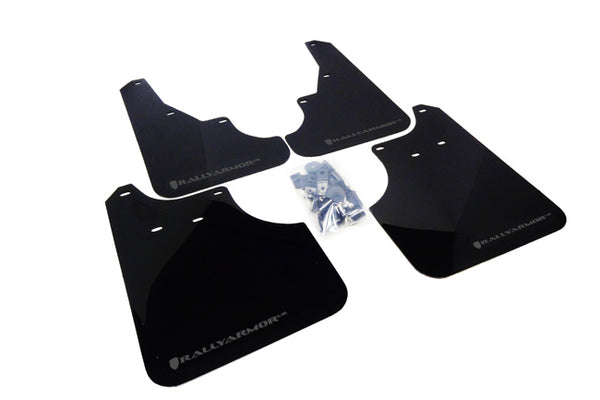 Rally Armor 09-13 Subaru Forester Black UR Mud Flap w/ Grey Logo - MF11-UR-BLK/GRY for 2009-2013 Subaru Forester - front view