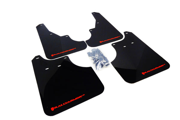 Rally Armor 09-13 Subaru Forester Black UR Mud Flap w/ Red Logo - MF11-UR-BLK/RD for 2009-2013 Subaru Forester - front view