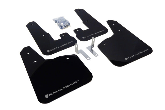 Rally Armor 10-14 Subaru Legacy Black UR Mud Flap w/ Silver Logo - MF14-UR-BLK/SIL for 2010-2014 Subaru Legacy - front view