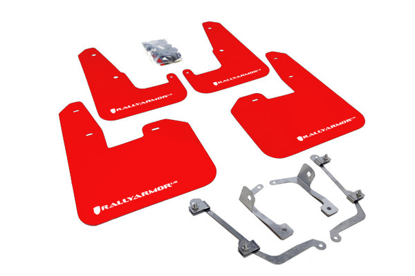 Rally Armor 08-11 Subaru STI (Hatch Only) / 11-14 WRX (Hatch Only) Red UR Mud Flap w/ White Logo - MF15-UR-RD/WH for 2008-201