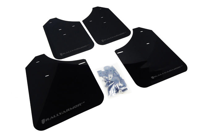 Rally Armor 02-07 Subaru WRX/STI/RS/2.5i (Wagons Req. Mod.) Black UR Mud Flap w/ Grey Logo - MF1-UR-BLK/GRY for 2015-2021 Sub