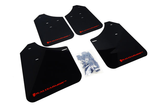 Rally Armor 02-07 Subaru WRX/STI/RS/2.5i (Wagons Req. Mod.) Black UR Mud Flap w/ Red Logo - MF1-UR-BLK/RD for 2015-2021 Subar