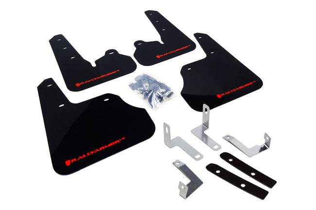 Rally Armor 12-16 Subaru Impreza Black UR Mud Flap w/ Red Logo - MF22-UR-BLK/RD for 2012-2016 Subaru Impreza - front view