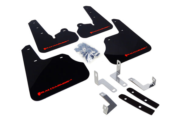 Rally Armor 12-16 Subaru Impreza Black UR Mud Flap w/ Red Logo - MF22-UR-BLK/RD for 2012-2016 Subaru Impreza - front view