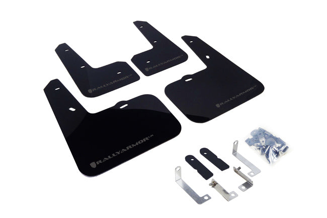 Rally Armor 12-18 Hyundai Veloster Black UR Mud Flap w/ Grey Logo - MF24-UR-BLK/GRY for 2012-2017 Hyundai Veloster - front vi