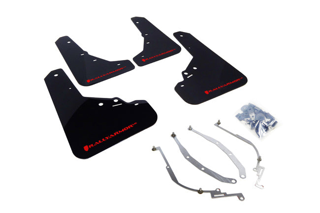 Rally Armor 12-18 Fiat 500 (Pop/Sport/Lounge/Abarth) Black UR Mud Flap w/ Red Logo - MF25-UR-BLK/RD for 2012-2019 Fiat 500 - 