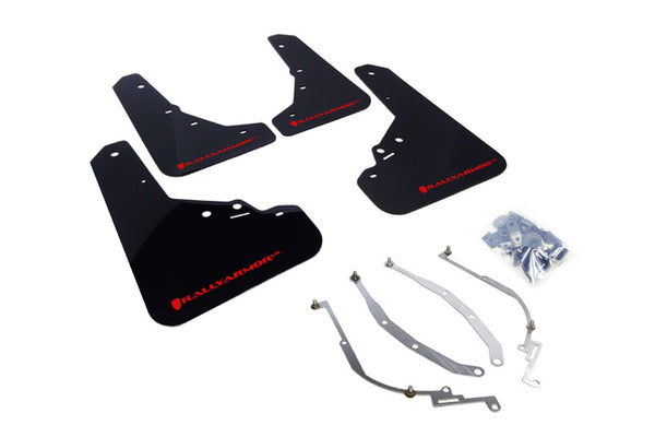 Rally Armor 12-18 Fiat 500 (Pop/Sport/Lounge/Abarth) Black UR Mud Flap w/ Red Logo - MF25-UR-BLK/RD for 2012-2019 Fiat 500 - 
