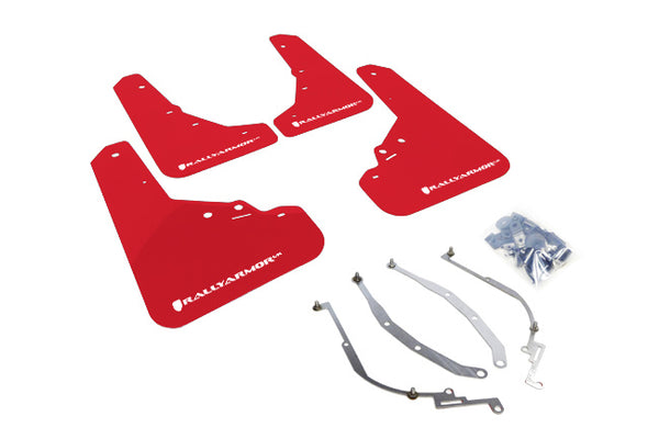 Rally Armor 2012-18 Fiat 500 (Pop/Sport/Lounge/Abarth) Red Mud Flap w/ White Logo - MF25-UR-RD/WH for 2012-2019 Fiat 500 - fr