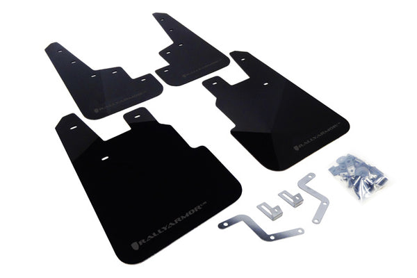 Rally Armor 14-18 Subaru Forester Black Mud Flap w/ Grey Logo - MF28-UR-BLK/GRY for 2014-2018 Subaru Forester - front view