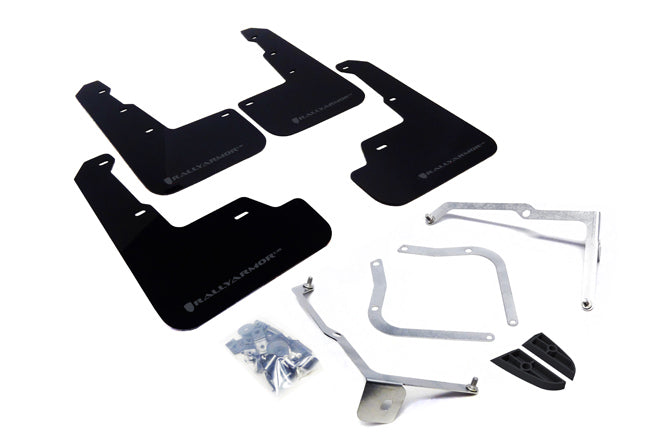 Rally Armor 15-21 Subaru WRX/STI (Sedan ONLY) Black UR Mud Flap w/ Grey Logo - MF32-UR-BLK/GRY for 2015-2021 Subaru WRX - fro