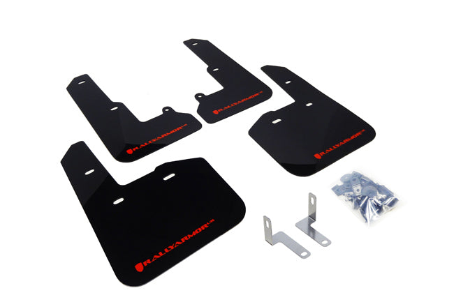 Rally Armor 15-19 Subaru Legacy Black UR Mud Flap w/ Red Logo - MF34-UR-BLK/RD for 2015-2019 Subaru Legacy - front view