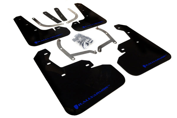 Rally Armor 17-22 Subaru Impreza Black UR Mud Flap w/ Blue Logo - MF45-UR-BLK/BL for 2017-2023 Subaru Impreza - front view