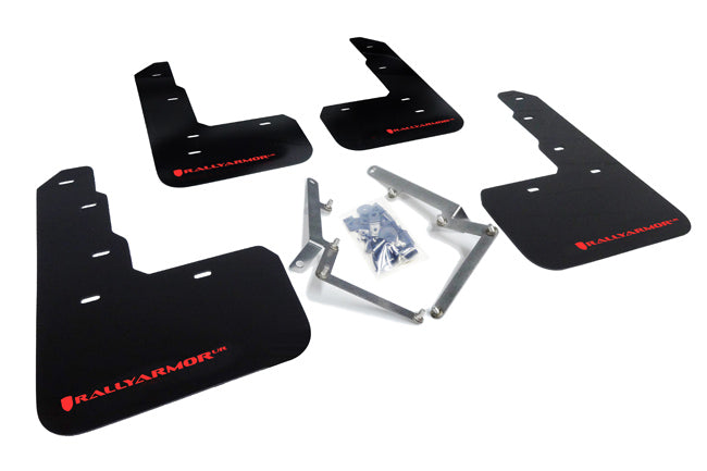 Rally Armor 17-21 Honda Civic Type R Black UR Mud Flap w/ Red Logo - MF47-UR-BLK/RD for 2017-2022 Honda Civic Type R - front 