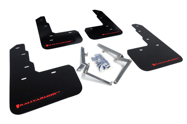 Rally Armor 17-21 Honda Civic Type R Black UR Mud Flap w/ Red Logo - MF47-UR-BLK/RD for 2017-2022 Honda Civic Type R - front 
