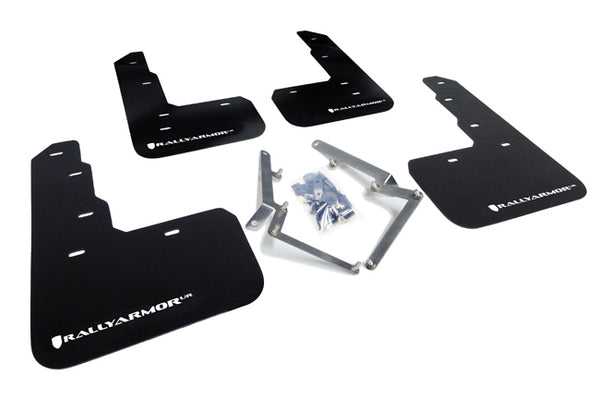 Rally Armor 17-21 Honda Civic Type R Black UR Mud Flap w/ White Logo - MF47-UR-BLK/WH for 2017-2022 Honda Civic Type R - fron