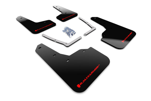 Rally Armor 16-21 Honda Civic Si Coupe Black UR Mud Flap w/ Red Logo - MF50-UR-BLK/RD for 2016-2020 Honda Civic - front view