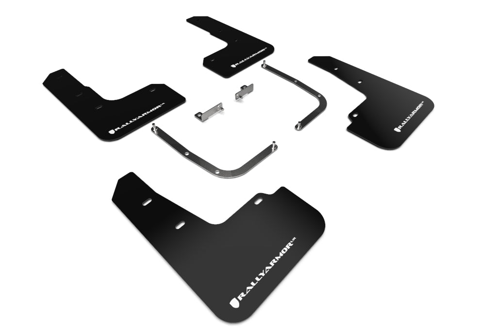 Rally Armor 19-21 Hyundai Veloster Turbo/2.0/R-Spec Black UR Mud Flap w/White Logo - MF58-UR-BLK/WH for 2019-2021 Hyundai Vel