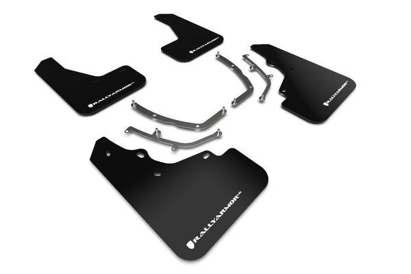 Rally Armor 19-22 Mazda3 GT Sport Hatch Black UR Mud Flap w/ White Logo - MF61-UR-BLK/WH for 2019-2023 Mazda 3 - front view