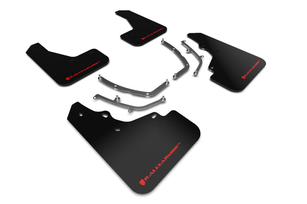 Rally Armor 19-22 Mazda3 GT Sport Hatch Black UR Mud Flap w/ Red Logo - MF61-UR-BLK/RD for 2019-2023 Mazda 3 - front view