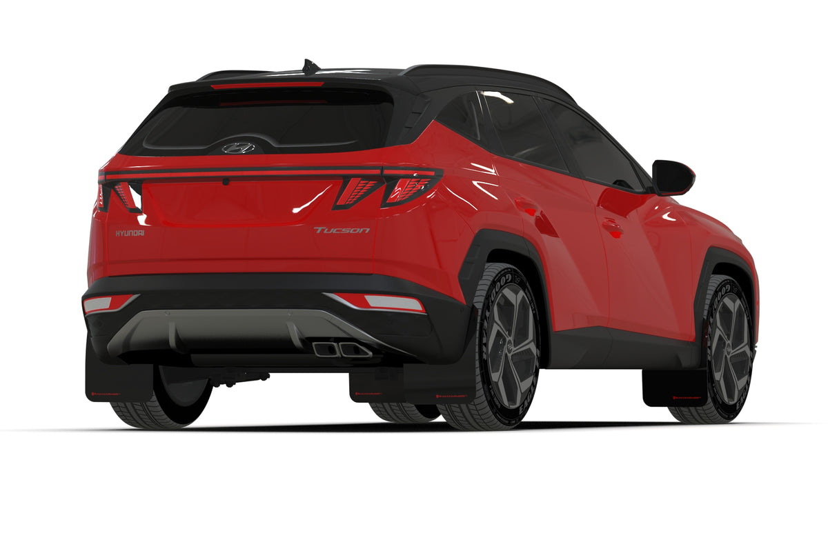 Rally Armor 22-24 Hyundai Tucson Black UR Mud Flap w/Red Logo - MF75-UR-BLK-RD