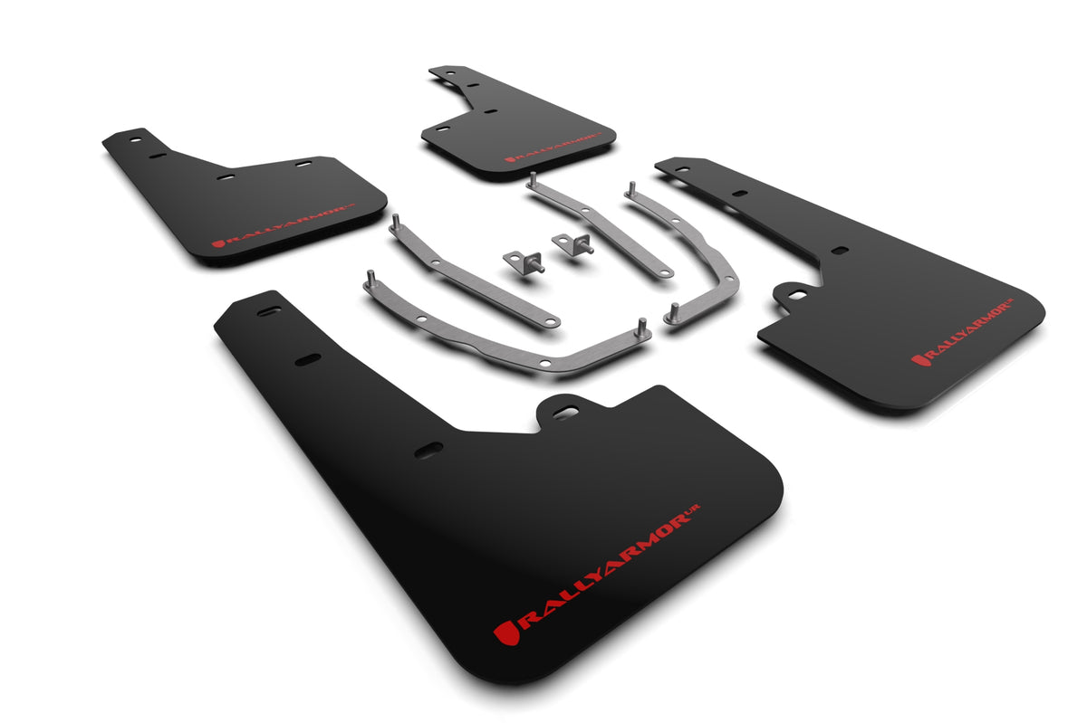 Rally Armor 22-24 Hyundai Tucson Black UR Mud Flap w/Red Logo - MF75-UR-BLK-RD for 2022-2024 Hyundai Tucson - front view