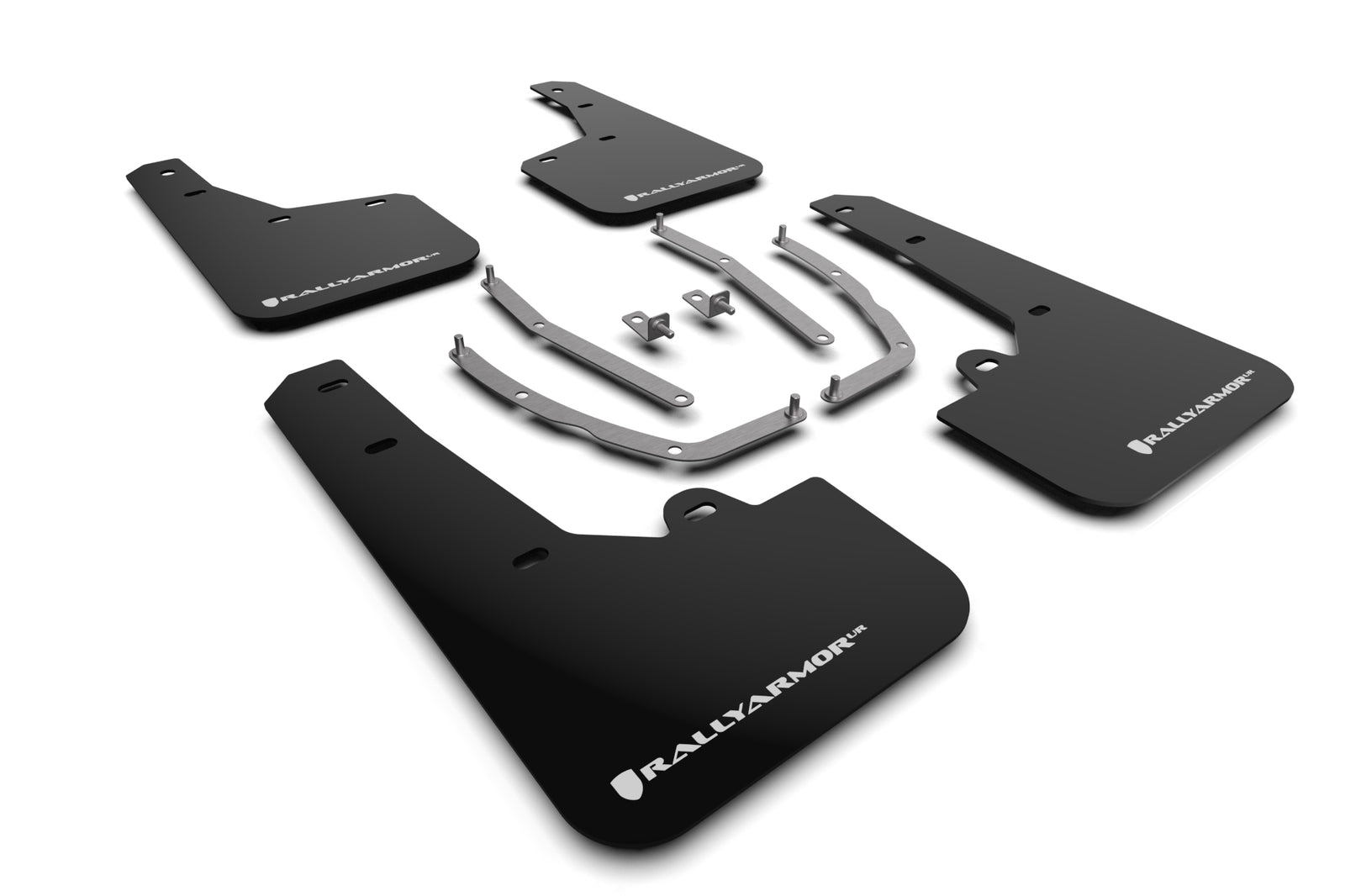 Rally Armor 22-24 Hyundai Tucson Black UR Mud Flap w/White Logo - MF75-UR-BLK-WH for 2022-2024 Hyundai Tucson - front view