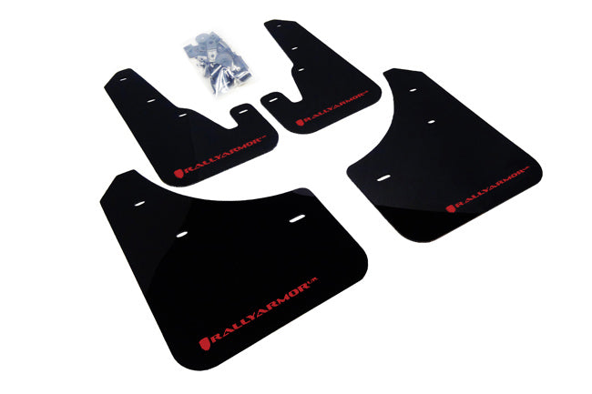 Rally Armor 04-09 Mazda3/Speed3 Black UR Mud Flap w/ Red Logo - MF9-UR-BLK/RD for 2004-2009 Mazda 3 - front view