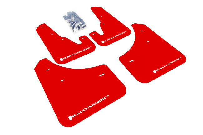 Rally Armor 04-09 Mazda3/Speed3 Red UR Mud Flap w/ White Logo - MF9-UR-RD/WH for 2007-2009 Mazda MazdaSpeed3 - front view