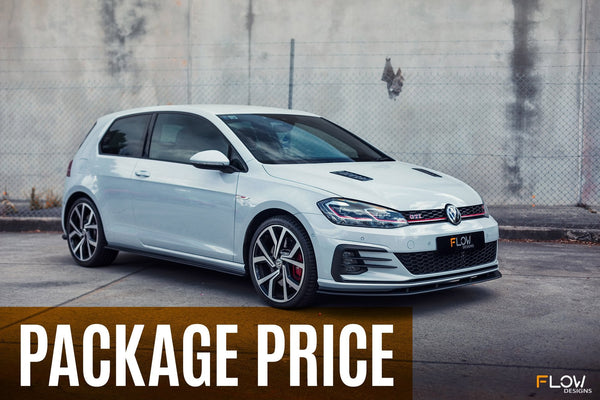 Flow Designs - MK7.5 Golf GTI Full Lip Splitter Set with Flow-Lock Rear Diffuser for 2018-2021 Volkswagen GTI - front view