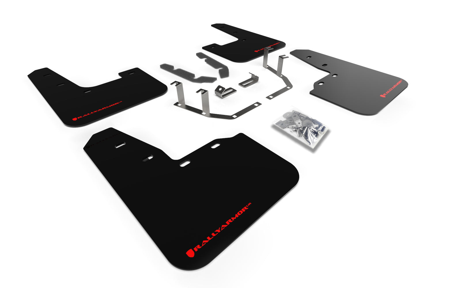 Rally Armor 18-23 Ford Fiesta ST MK8 Black UR Mud Flap w/Red Logo - MF60-UR-BLK/RD for 2022-2024 Volkswagen Golf R - front vi