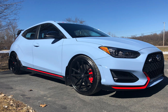 Rally Armor 19-22 Hyundai Veloster N Black UR Mud Flap w/ White Logo - MF57-UR-BLK/WH