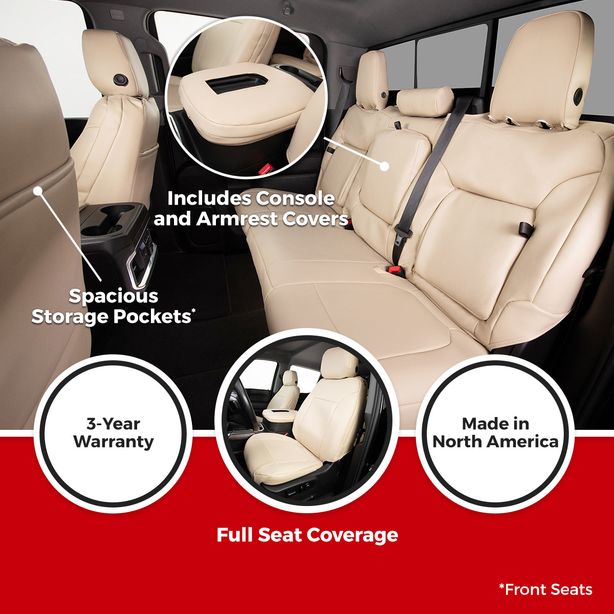 Covercraft 2025 Ford Explorer Leatherette Precision Fit Custom 2nd Row Seat Covers - Black - GTF4495LTBK