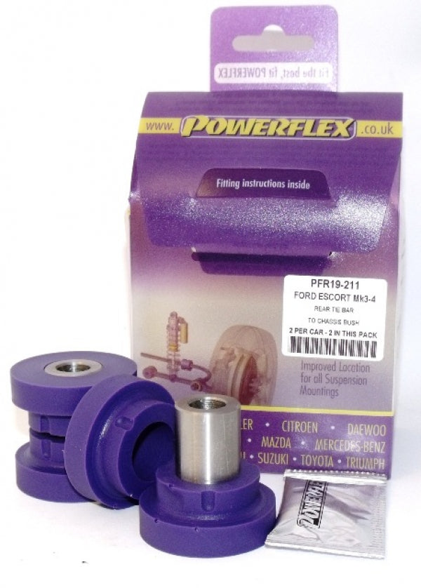 Powerflex - Ford Escort Mk3 & 4 inc XR3i/RS1600i / Orion Mk1 & 2 Rear Tie Bar to Chassis Bushings - PFR19-211