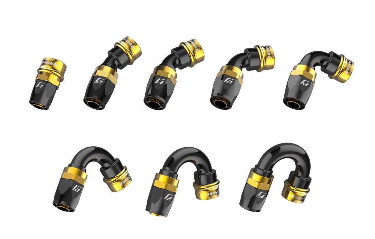 GReddy - GReddy PRO/SPEC -06 Quick-Release Swivel Hose End(s) - Black / Gold anodized - 12860600