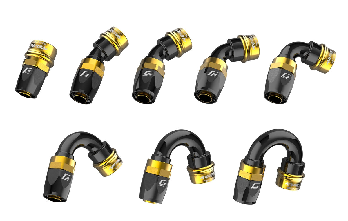 GReddy - GReddy PRO/SPEC -08 Quick-Release Swivel Hose End(s) - Black / Gold anodized - 12870805