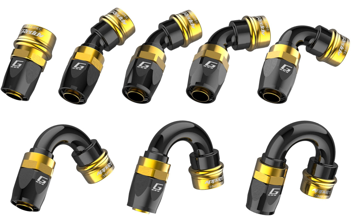 GReddy - GReddy PRO/SPEC -12 Quick-Release Swivel Hose End(s) - Black / Gold anodized - 12861290