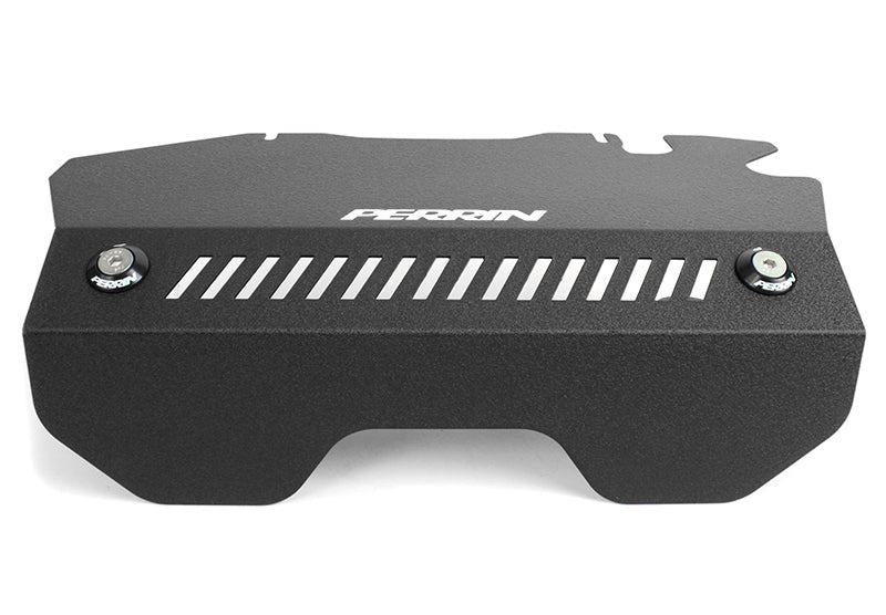 PERRIN Black Pulley Cover for 2015-2021 Subaru WRX - angle view